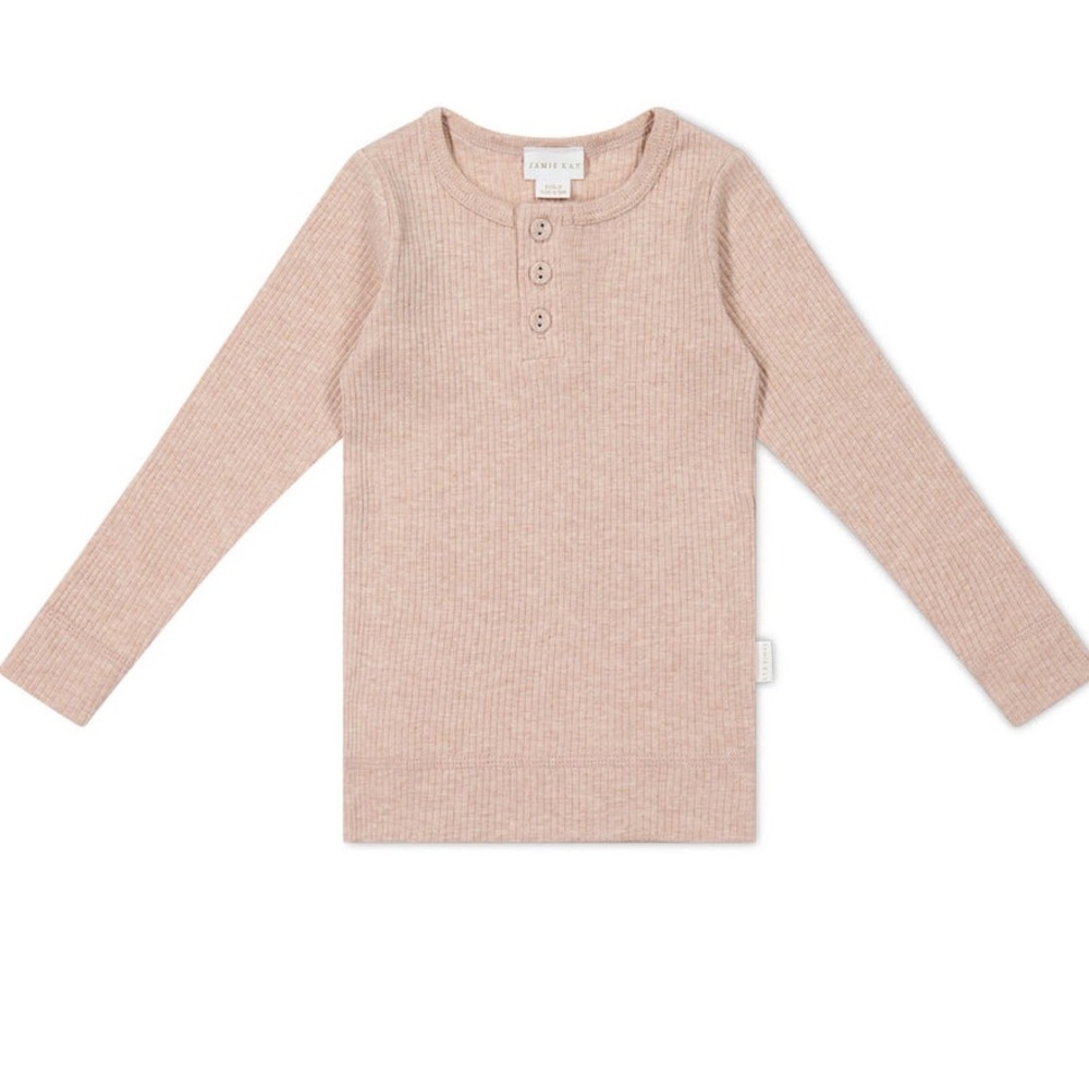 Kids Long Sleeve Henley Shirt - Dusk‎